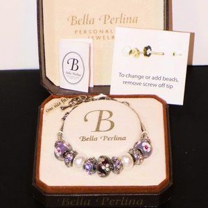 NIC Bella Perlina Interchangeable Glass Flower, CZ Rondelle Beaded Bracelet